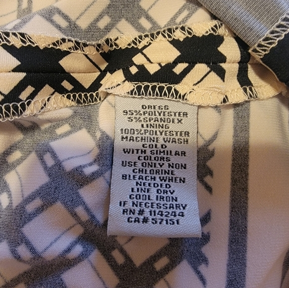 Eliza J Dress Womens size 10 Pleated Black Cream Academia Maximalist Half Sleeve - Picture 3 of 8